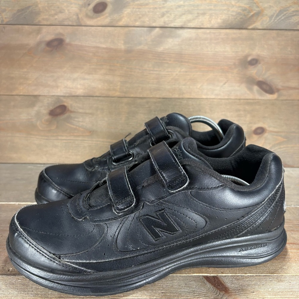 new balance 577 men size 10 shoe black leather orthpedic comfort walking sneaker